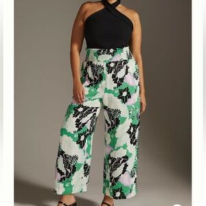 Anthropologie Maeve Printed Wide Leg Trousers Size: L